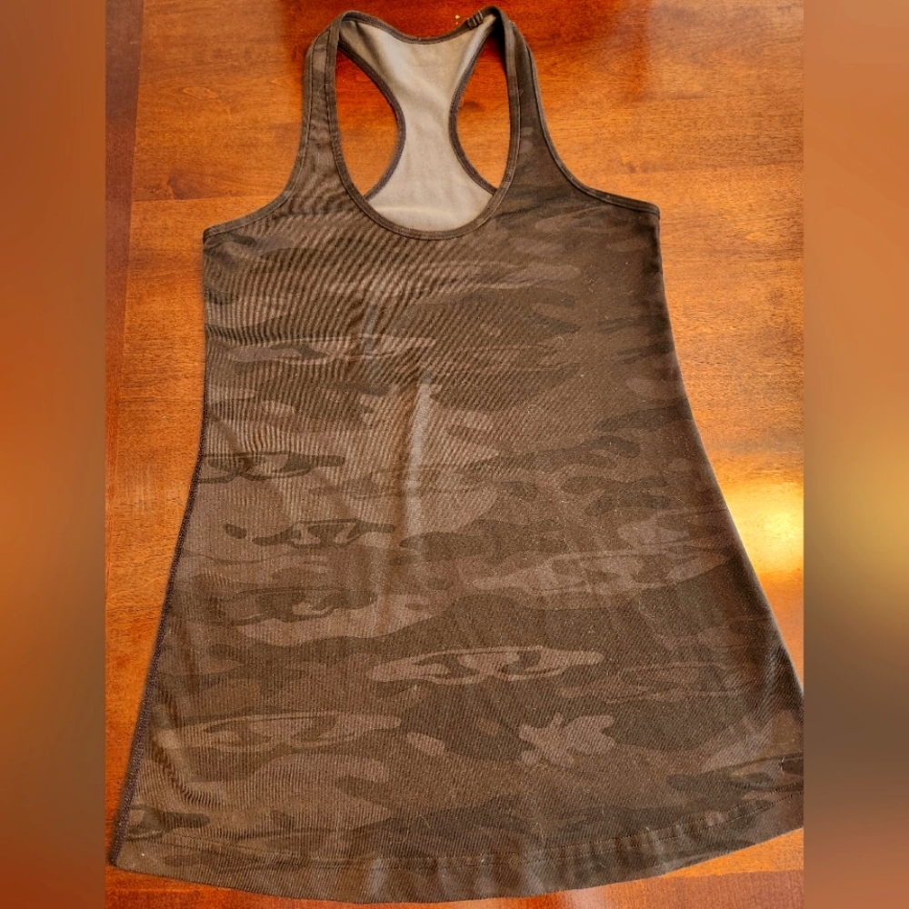 Lululemon Cool Racerback Tank in Sequoia Camo Print Black and Grey